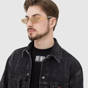 Balmain FIXE BPS-123D-54 Men BRAND NEW Sunglasses Titanium Gold Brown Geometric